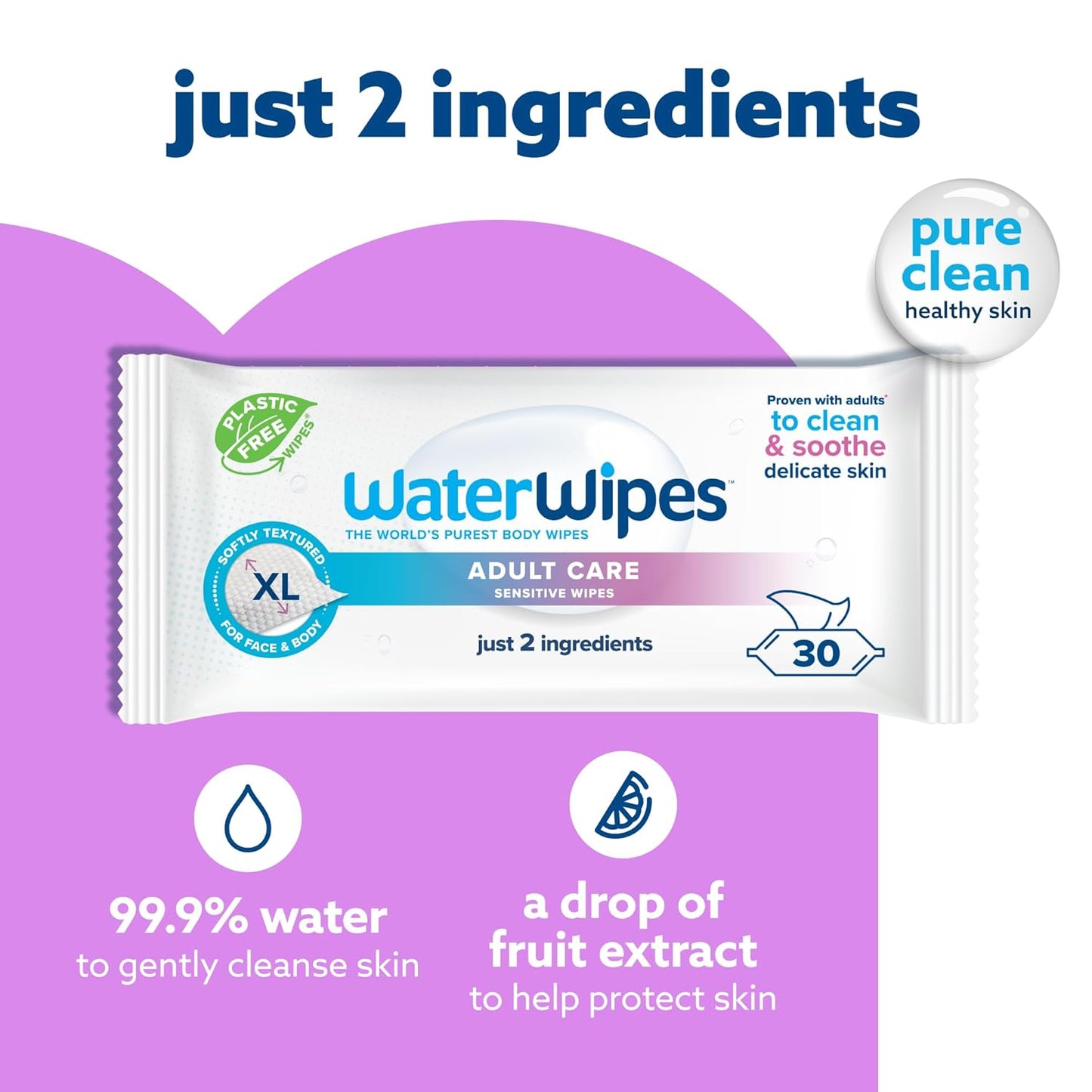 WaterWipes Sensitive+ Body & Intimate Wipes, 3-In-1 Cleans, Cares, Protects, 99.9% Water, Unscented & Hypoallergenic Hygiene Wet Wipes, Adult Care,180 Wipes (6 Packs)