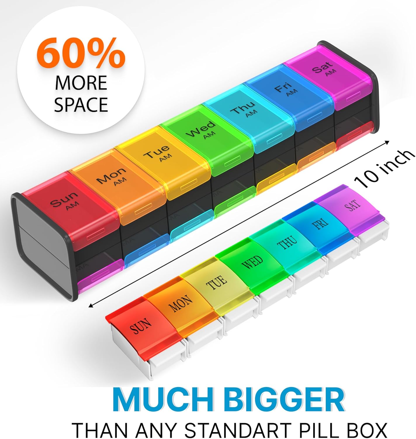 Extra Large Pill Organizer- XXL Pill Box 7 Day - Weekly Pill Organizer with AM PM Large Compartments Big Pill Case for Supplements Jumbo Pill Holder for Vitamins Huge Medicine Organizer 2 Times a Day