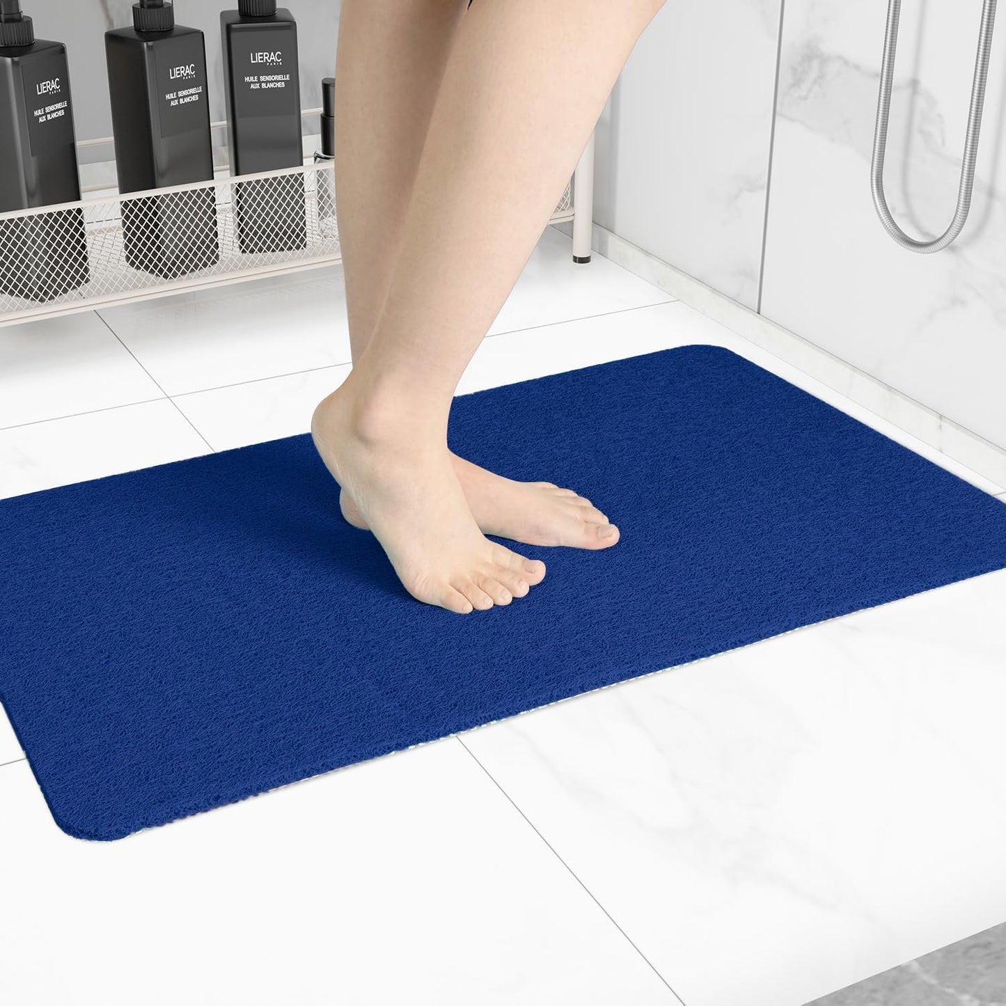 Non-Slip Bathtub Mat, Anti Slip Shower Mat, Fast Drying Bathtub Mats, Foot Scrubber Mat, Anti Slip Mat for Tub, Floor, Bathroom, Kitchen, Home, Hotel (Navy Blue 36"×24")