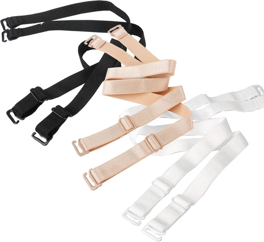 3 Pairs Bra Straps Replacement Elastic Adjustable Removable Shoulder Straps Multi-size