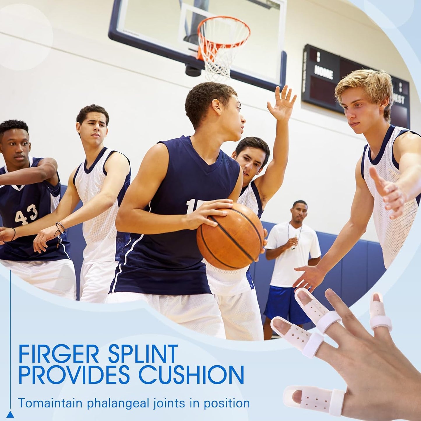 BBTO 10 Pcs Mallet Finger Splint, 5 Sizes Finger Support Brace Stabilizer Straightener Plastic Fingertip Protectors Arthritis Knuckle Immobilization for Thumb Pinky Middle Index Ring(White, Black)