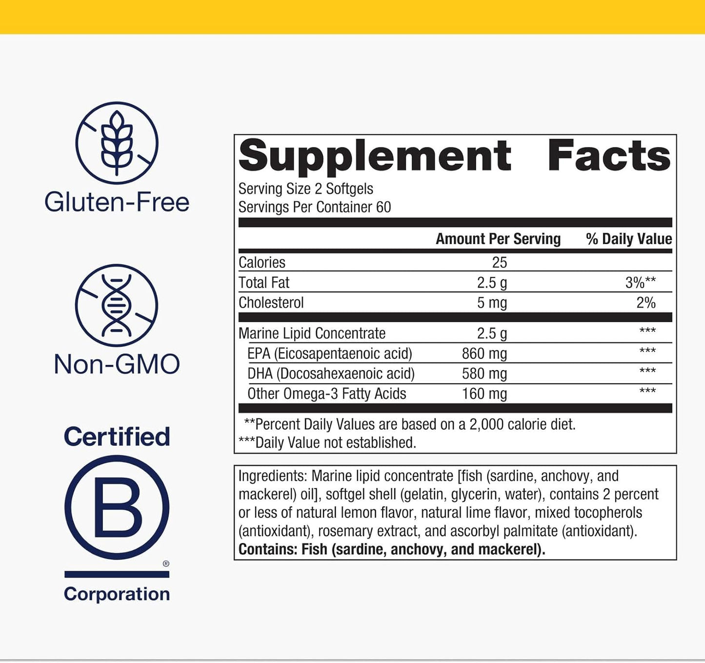Metagenics OmegaGenics Fish Oil EPA-DHA 720 mg - Omega-3 Fish Oil Supplement - High Potency - for Heart Health, Musculoskeletal Health & Immune System Health* - with DHA & EPA - 120 Softgels
