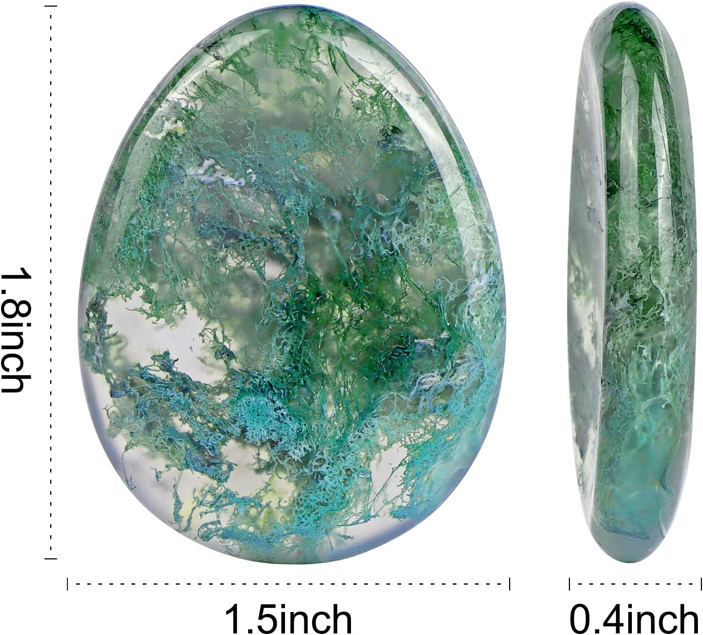 Artistone Moss Agate Crystal Chakra Thumb Worry Stone Teardrop Reiki Healing Stone Pocket Palm Stones for Anxiety Stress Relief Meditation Therapy Geometry Home Decor