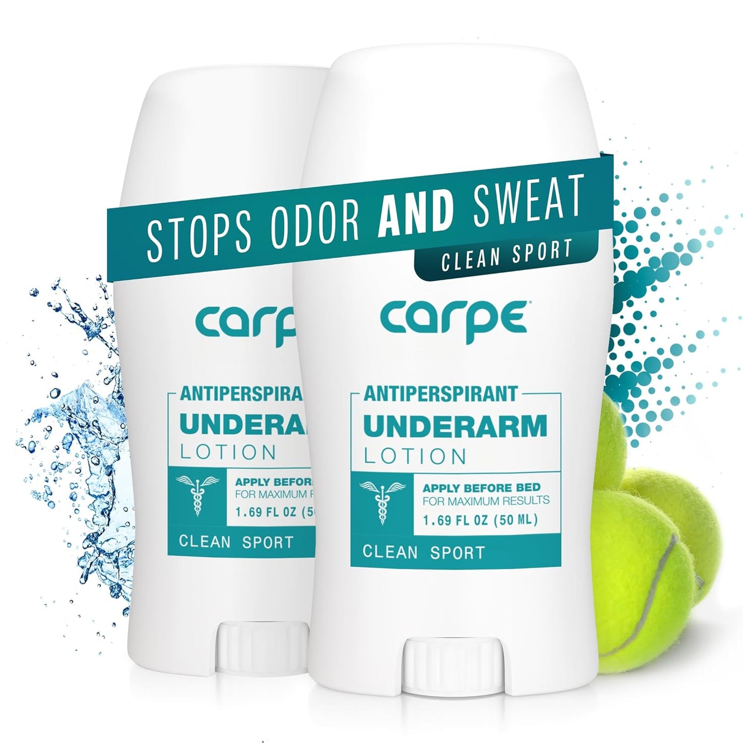 Carpe Deodorant Underarm Antiperspirant - Advanced Sweat & Odor Protection Formula - Sport Deodorant for Men & Women - Combat Excessive Sweating with Odor Control - Clean Sport Scent (Pack of 2)
