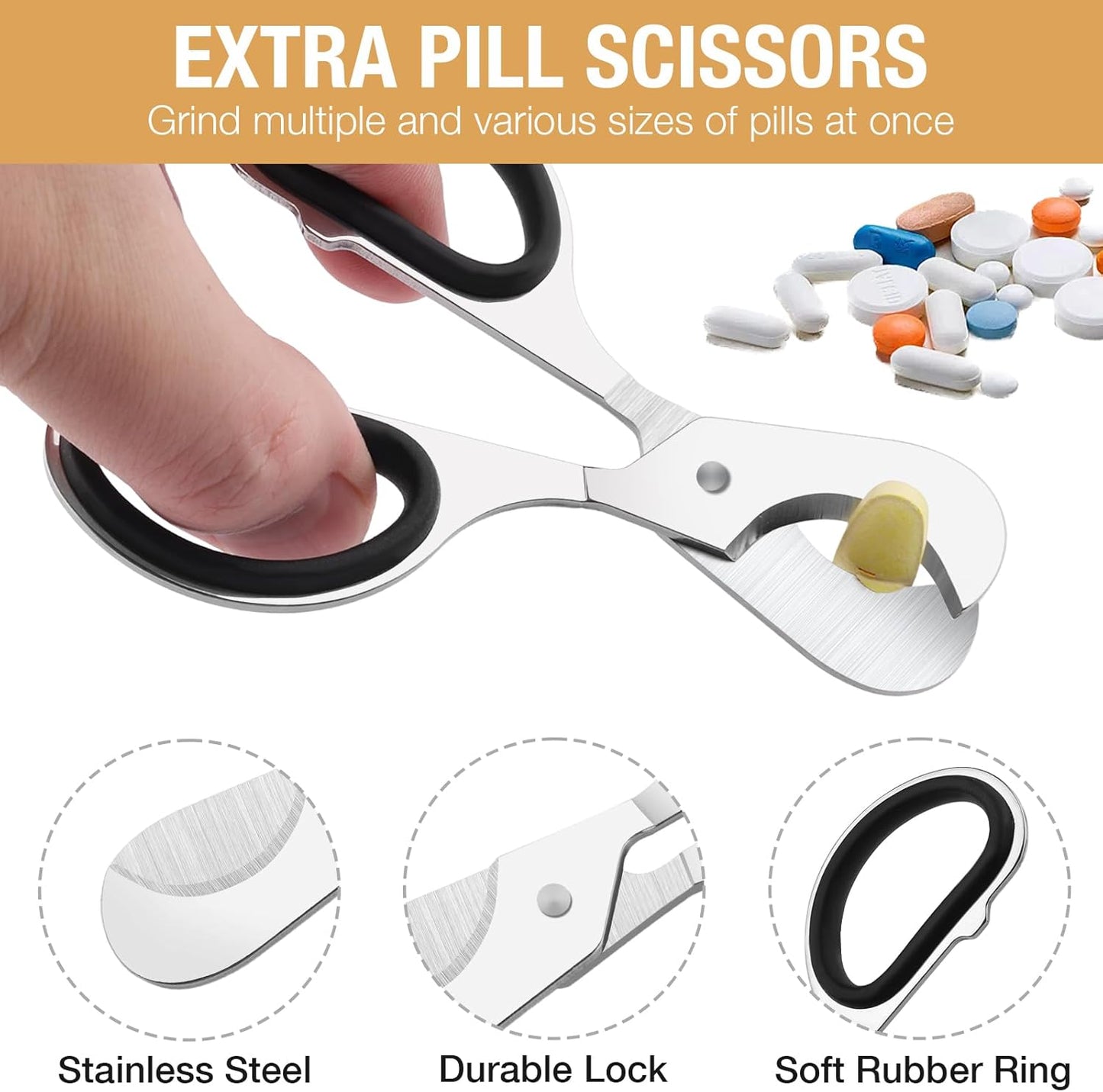 Small Portable Pill Crusher Grinder to Fine Power for Elderly - Crushes Multiple Pills, Small and Large Medication and Vitamin Tablets - Great for Feeding Tube, Kids, Pets - Suitable for Travel