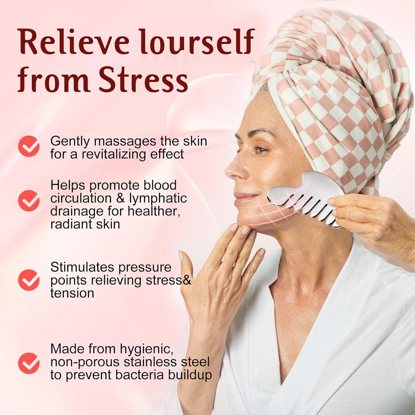 Gua Sha Facial Tools and Face Roller Set, Lymphatic Drainage Massager，Stainless Steel Facial Sculpting Eyes Roller Guasha for Face, Chin & Jawline Sculpting,Skin Care (Silver)