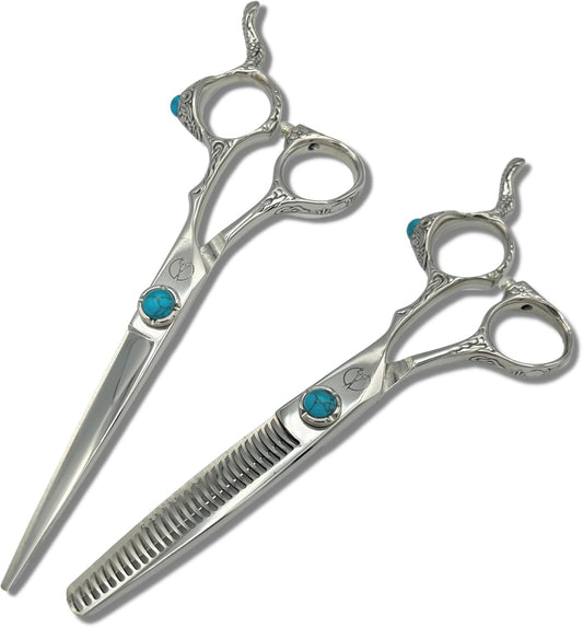 6.0 Inch Hair Shears Set (Cutting and Thinning Shears) - Professional Grade VG-10 Japanese Steel - Zen (Set)