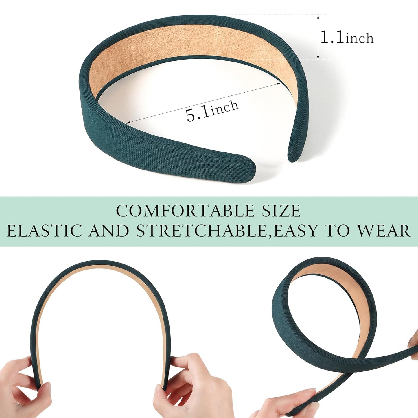 Headbands for Women - 1 Inches Wide Headbands - Solid Color Headband Fashion Hair Accessories- Trendy Women Girls Non Slip Fashion Hair Bands- Thick Elastic Hair Bands for Women's Hair 6PCS