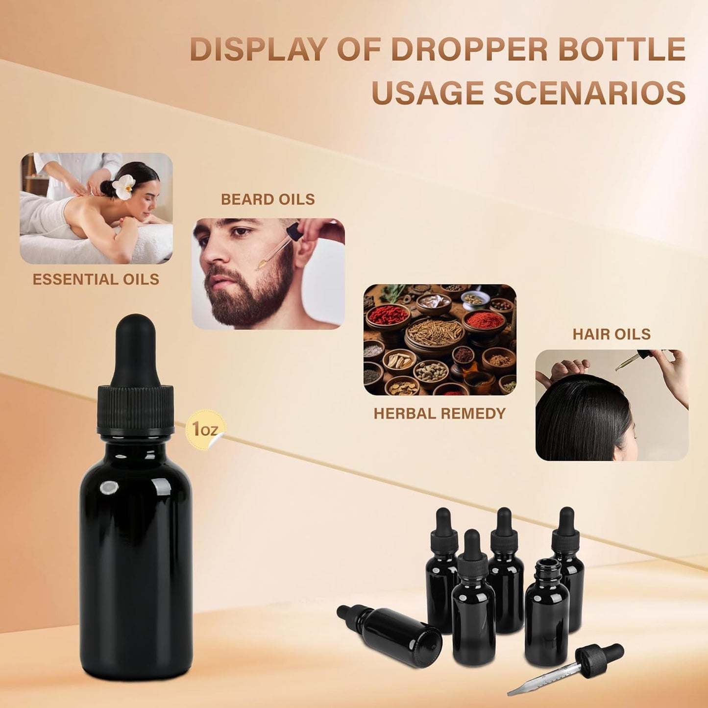 6 Pcs, 1oz Dropper Bottle, Black Glass Eye Dropper Bottle,Tincture Bottles with Dropper, Leak-Proof Design, Stronger Suction, for All Kinds of Mixed Liquids