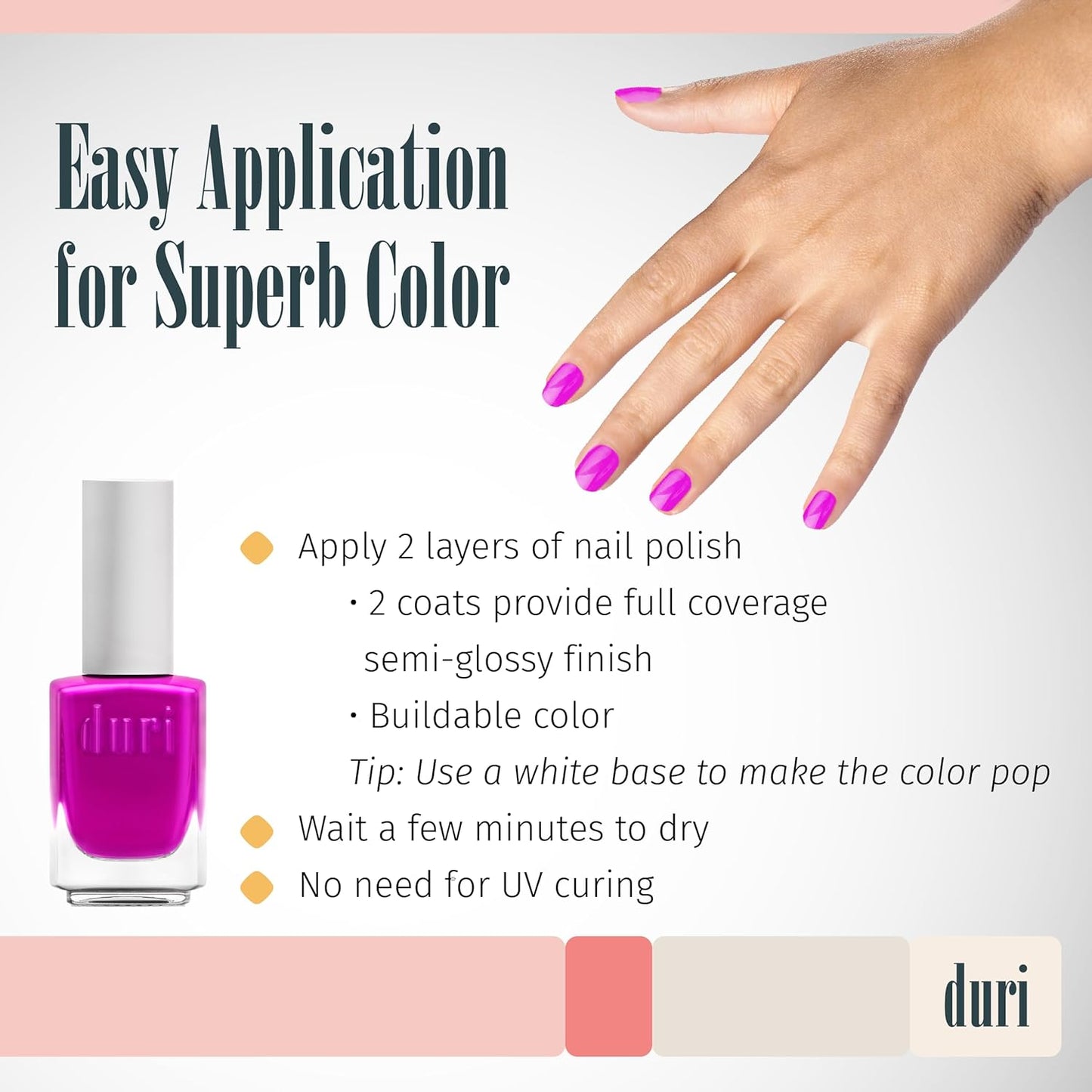 duri 791 Berry Margarita - Neon Purple Nail Polish, Semi Matte, Fast Drying, 0.45 Fl Oz
