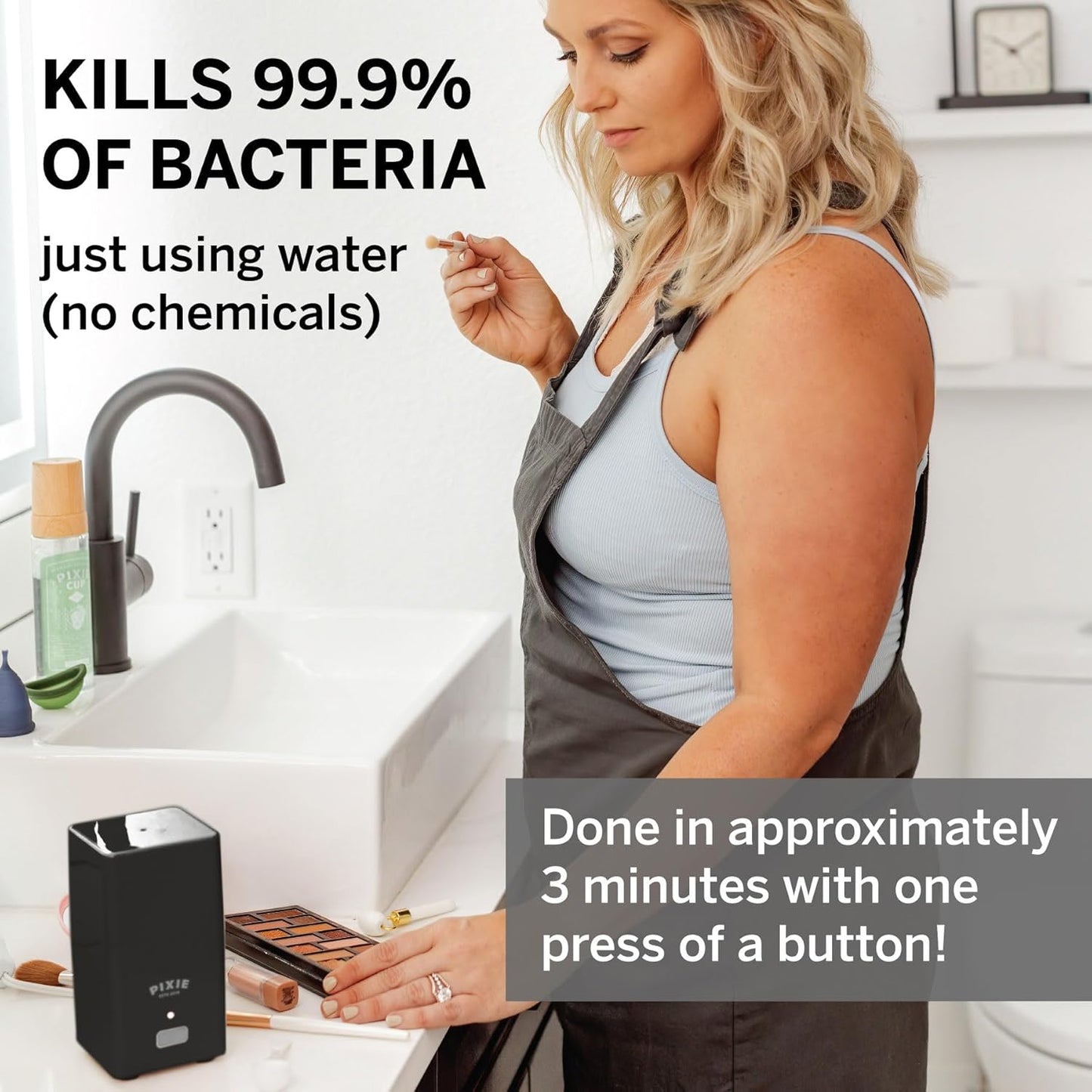 Pixie Menstrual Cup Sterilizer - Ranked 1 for The Best Steamer - Kills 99.9% of Germs with Cleaner Steam - Wash Your Period Disc or Cup in 3 Minutes! - Automatic Timing Shut-Off Switch