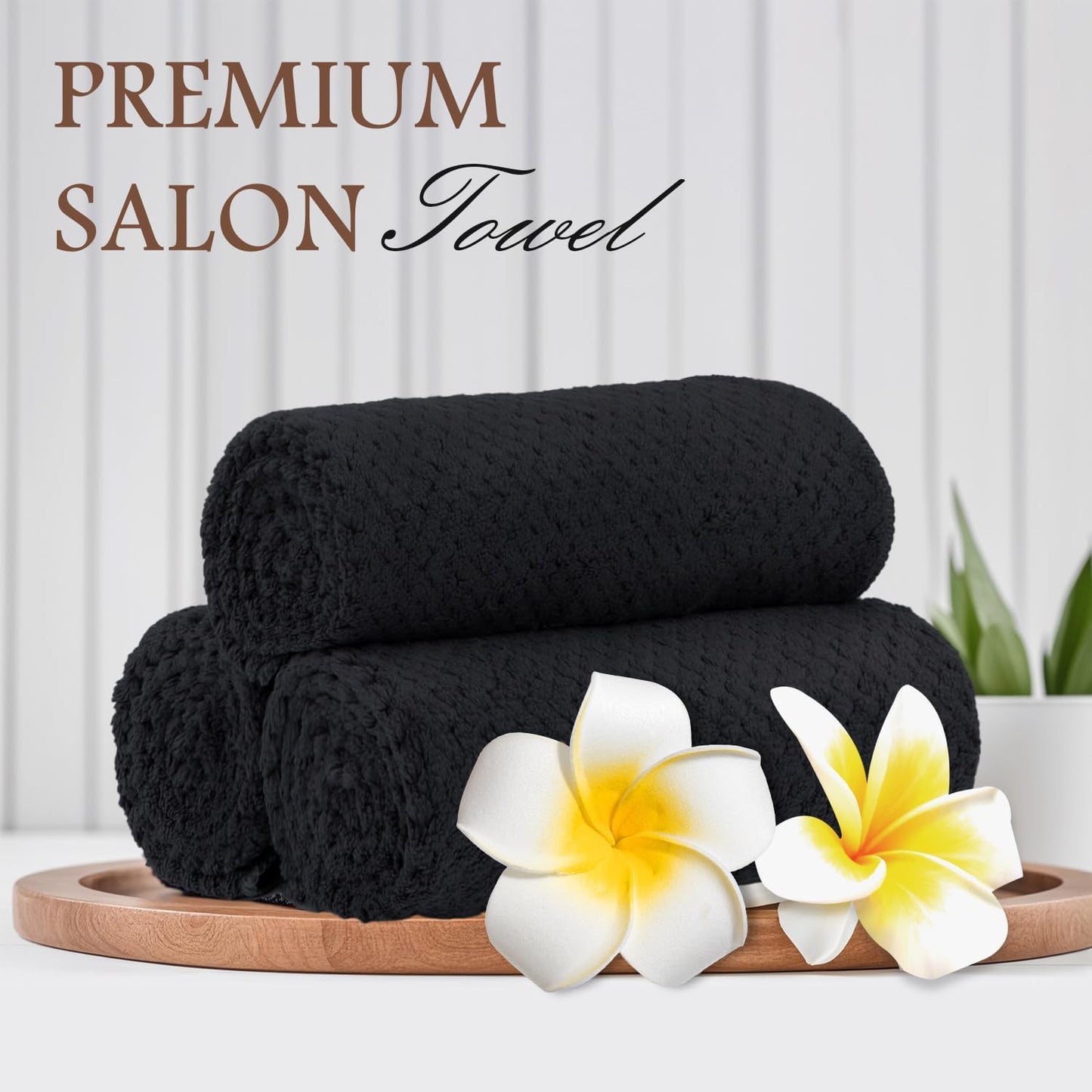 HOMEXCEL Soft Salon Towels 24 Pack, (16 x 27 Inches) Microfiber Highly Absorbent Barber Towel, Black Fast Dry Hand Towels for Salons, Gym, Spa, Pool, Massage Parlors and Personal Use