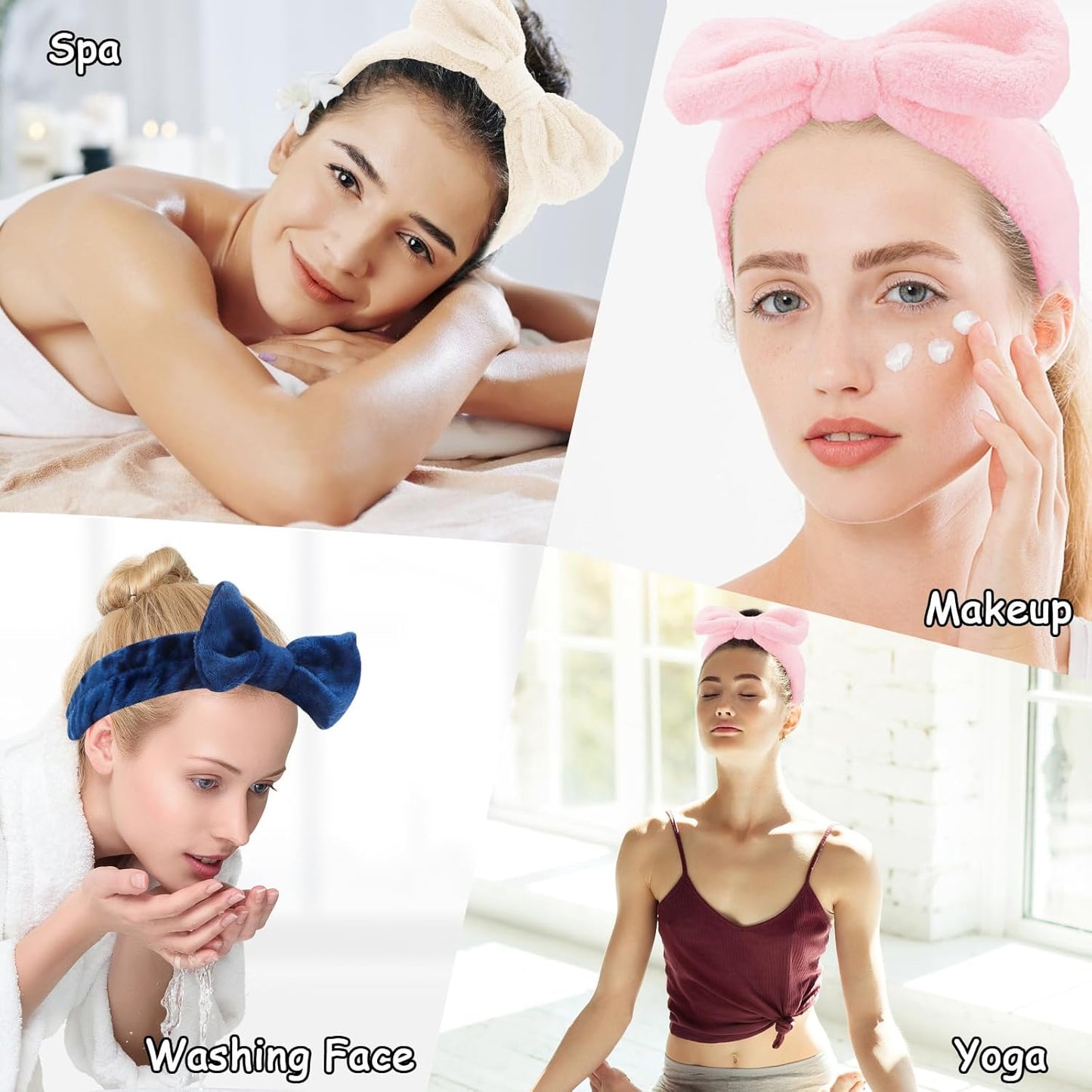 Casoty 6 Pcs Spa Headband, Hair Band for Washing Face, Cheetah Makeup Headband, Skincare Headbands, Soft Fleece Hairband for Face Washing Yoga