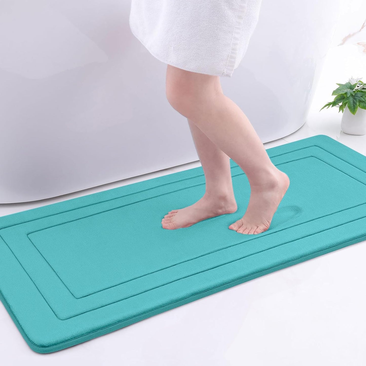 Arotive Memory Foam Bathroom Rug Mat 47x20, Ultra Soft and Absorbent Bath Mat, Machine Wash Dry, Comfortable Bath Rug Carpet for Bathroom Floor, Tub and Shower, Teal