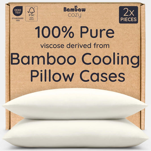 Bambaw 100% Viscose Derived from Bamboo Pillowcases King Size – Set of 2 King Size Cooling Pillow Cases for Ance with Envelope Closure, Breathable & Luxury Pillow Cases, Soft Pillow Cases (Ivory)
