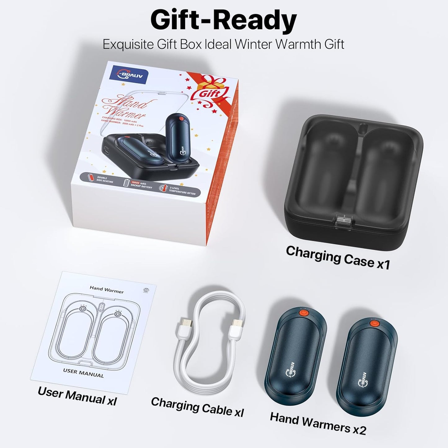 Hand Warmers Rechargeable 2 Pack, 14000mAh Electric Hand Warmers, Smart Chips 24Hrs Long Safe Heat, Portable Pocket Heater, Gifts for Christmas, Outdoor, Golf, Hunting, Camping Accessories