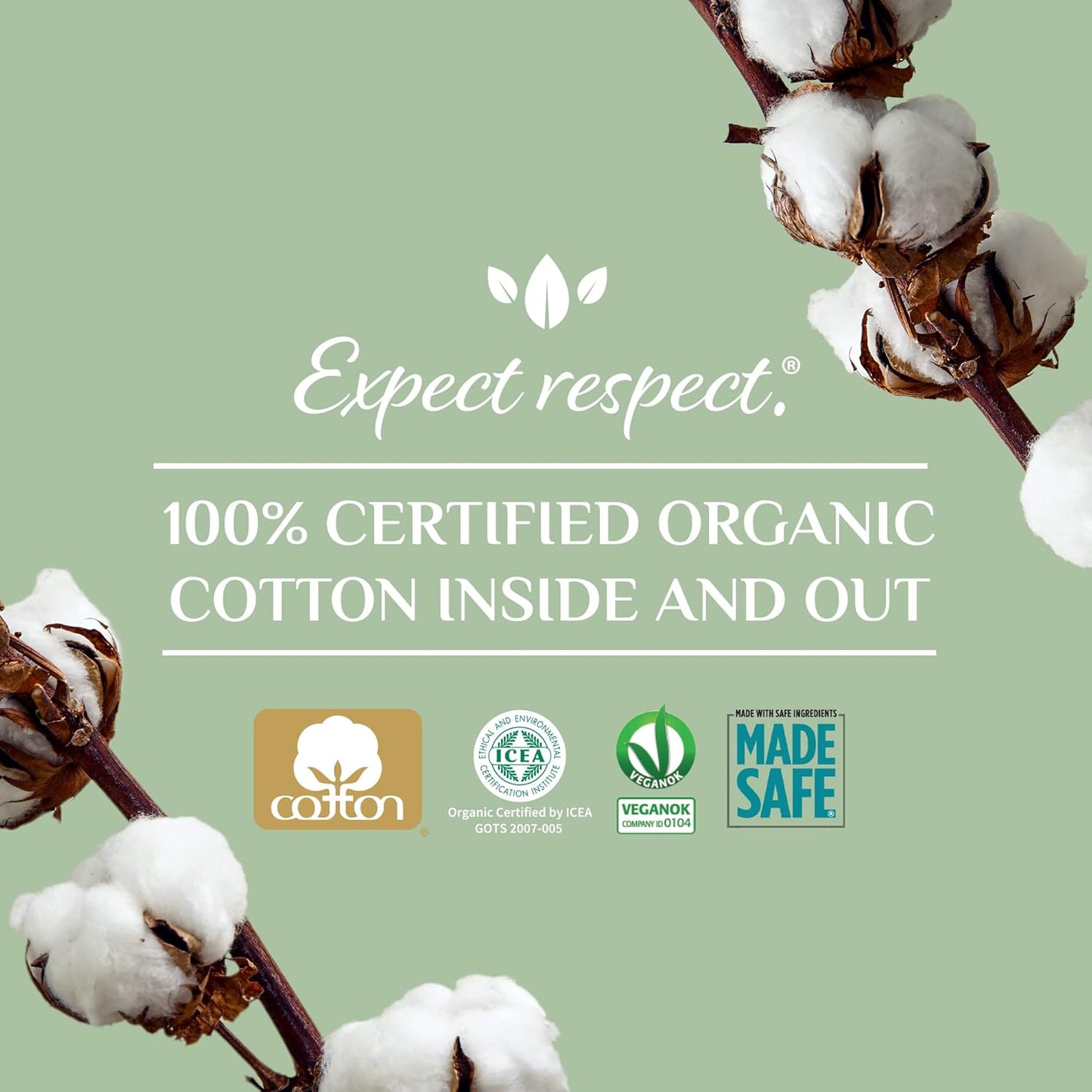 Organyc 100% Certified Organic Cotton Inside and Out Folded Panty Liner - Everyday Sanitary Pad, Free from Wood Pulp, Perfumes, SAP and Chemicals, Light Flow (144 Count)