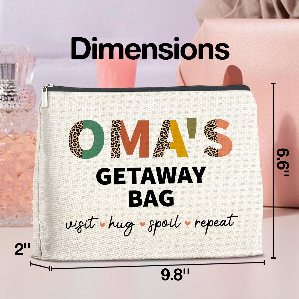 Oma's Getaway Cosmetic Bag Grandma Gifts From Grandkids, Gift for Grandma Grandmother Grammy Mimi Oma Makeup Bag Zipper Makeup Pouch