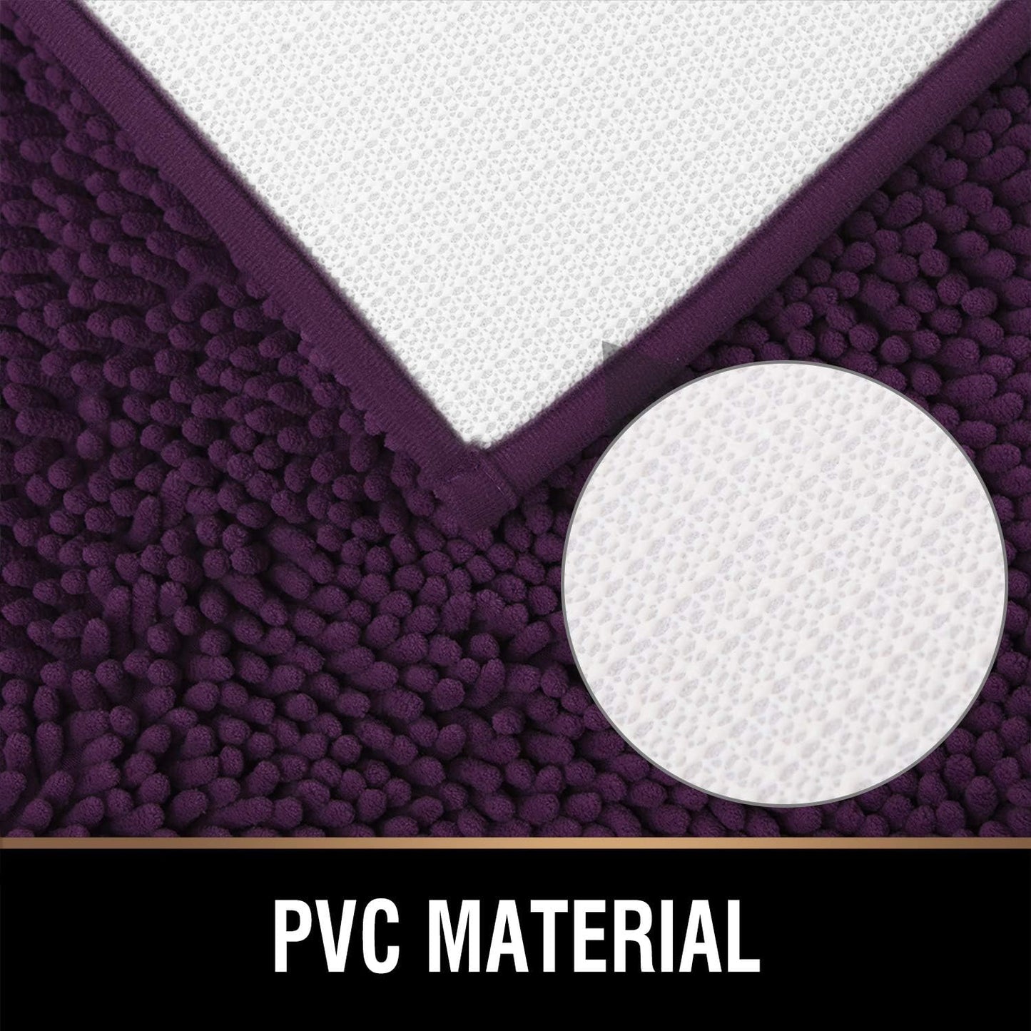 MAYSHINE Round Area Rug Set for Bathroom | Soft Plush Chenille Bath Mat, Water Absorbent Non-Slip Bathroom Rug | Washable Shag Carpet for Shower, Bedroom, or Home Décor | 36"x36" (Round) | Plum