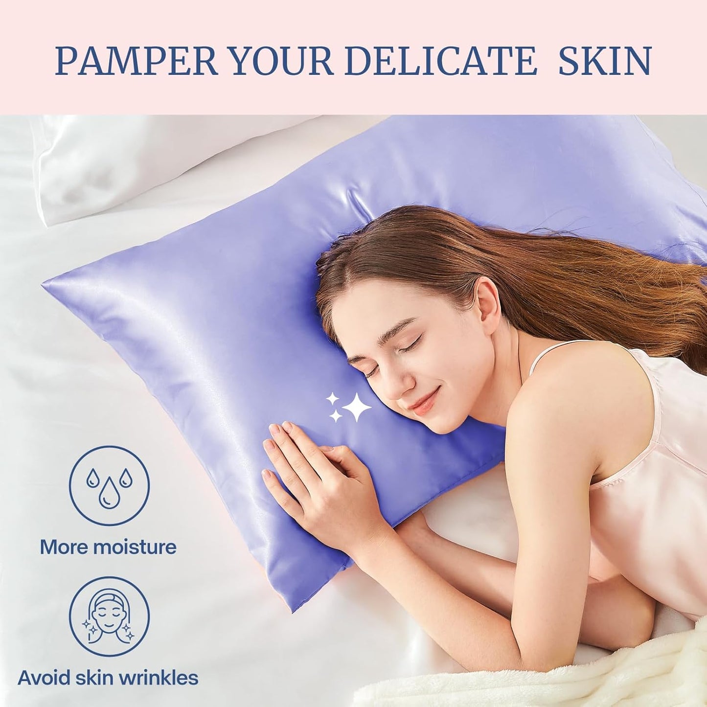 BEDELITE Satin Pillowcase for Hair and Skin, Super Soft Similar to Silk Pillow Cases 4 Pack with Envelope Closure, Cooling Pillowcases for Women Men (20"x30" Queen Size, Lilac)