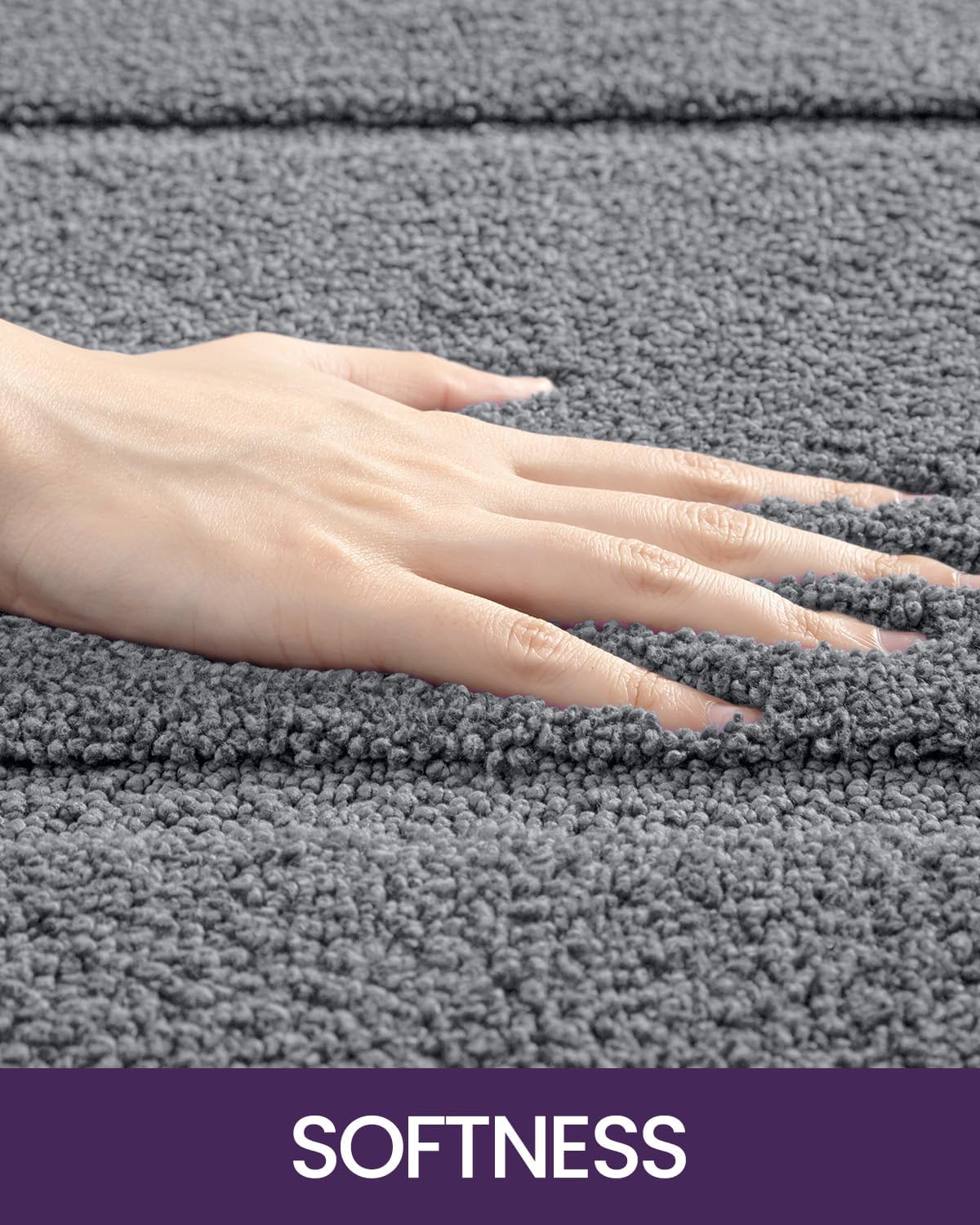 DEXI Bathroom Rugs 43x24, Washable Non Slip Bath Mat for Shower Floor, Absorbent Quick Dry Bathmat with Rubber Backing, Ultra Soft Plush Carpet for Tub, Grey