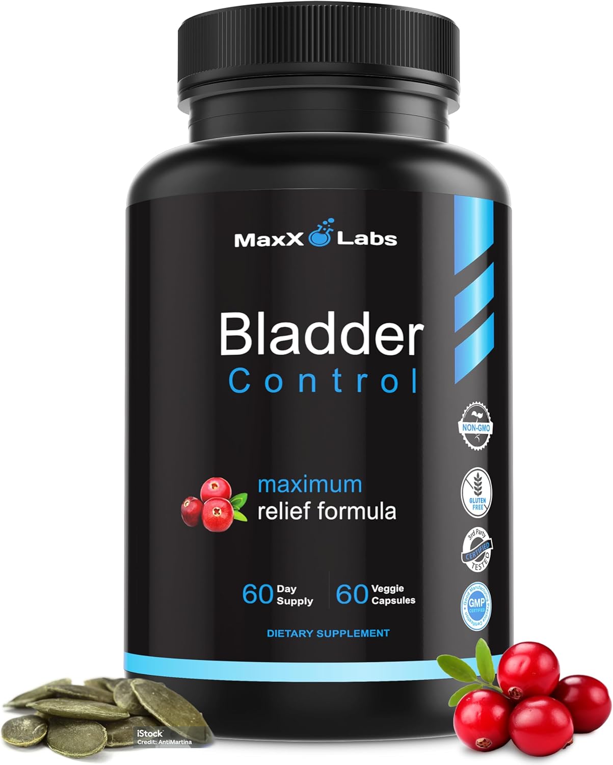 Bladder Control Supplement - Overactive Bladder Control Pills - Potent Blend of Pumpkin Seed Oil, Cranberry Extract & Vitamin D3 - Urinary Tract Infection Treatment for Women & Men - 60Ct