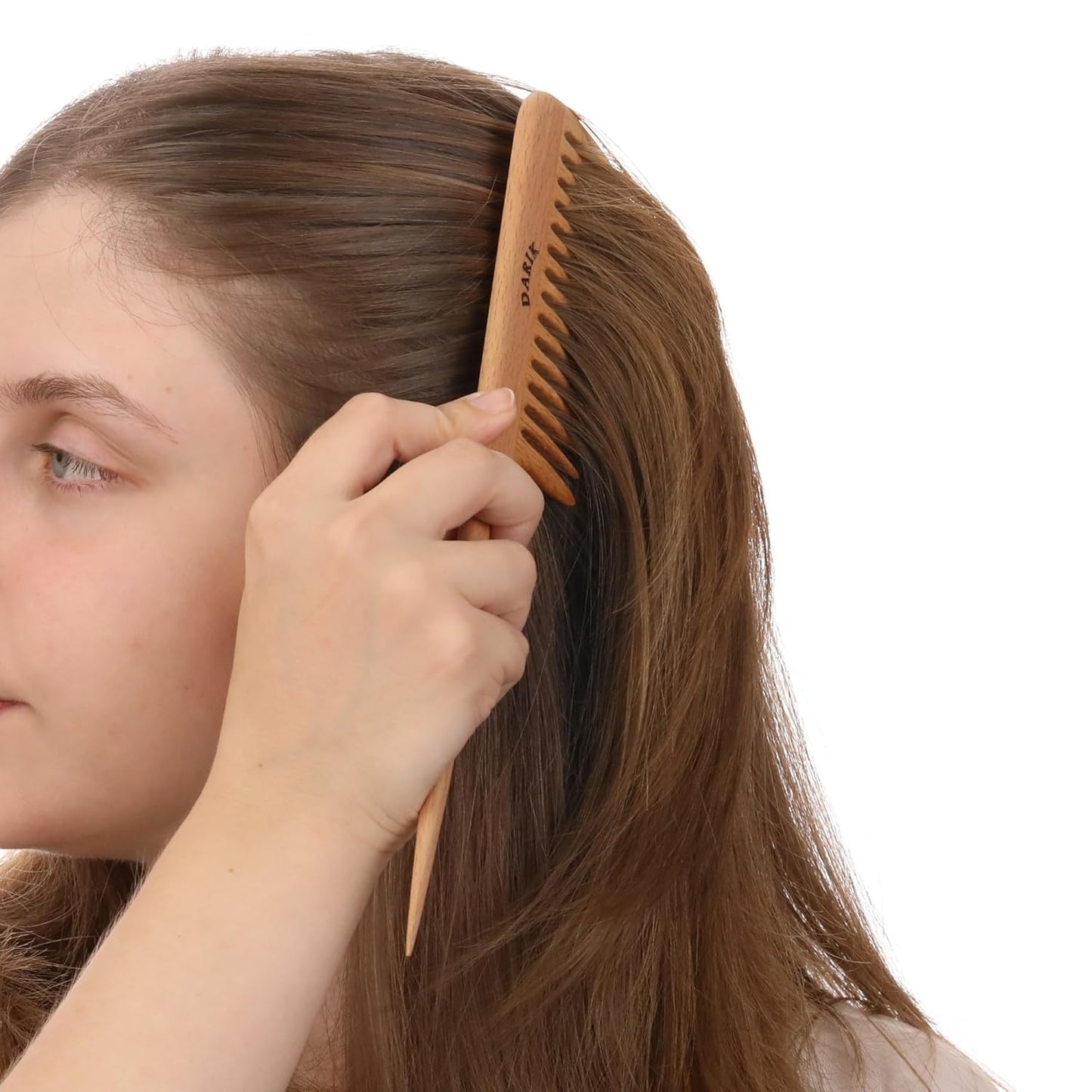 Wide Tooth Wooden Comb Handmade - Natural Vintage Style Wide Tooth Comb for Curls Gentle Styling - Anti-Static Wood Hair Combs For Women Detangling (Wide Tooth Tail Comb)