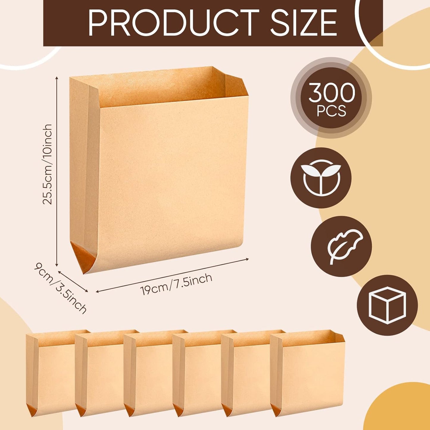 Waxed Kraft Feminine Hygiene Liner Bag, Business Restroom Bathroom Personal Dispensers 7.5 x 10" Waste Receptacle Paper Liners, Sanitary Napkin Disposal Bags, Kraft Bag (300 Pcs)