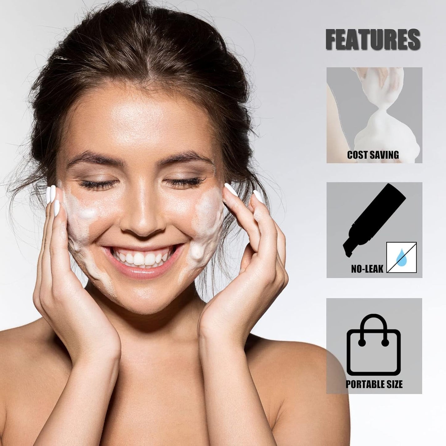 Lil Ray 2 Oz Empty Black Foam Pump Bottle, Foamer Soap Dispenser for Lash Shampoo, Hand Soap, Foaming Cleaner(Rose Gold Pump, 12 PCS)