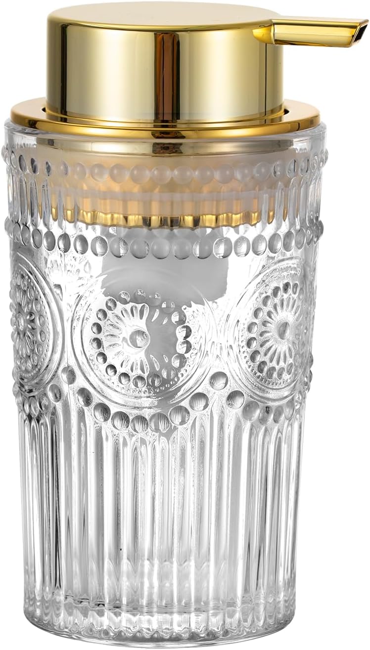 Foaming Hand Soap Dispenser, Glass Foam Soap Holder, Refillable Lotion Dispenser (L-Clear-Foaming)