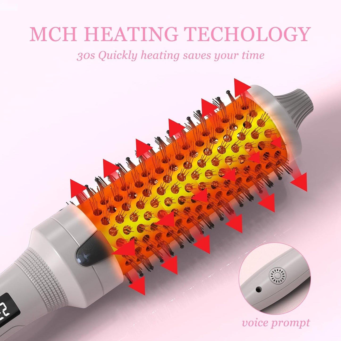 K&K 1 1/2 Inch Ceramic Tourmaline Ionic Heated Round Brush Curling Brush Creates Blowout Look -Creates Root Volume & Loose Curls Volume Curls Dual Voltage Hair Styling Tool (Silvery, 1.5 Inch)