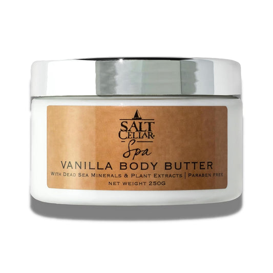 Salt Cellar Spa Vanilla Body Butter for Women, Made with Dead Sea Minerals, Shea Butter and Plant Extracts, Luxurious Skin Rejuvenation and Moisturization, Made in Israel, Cruelty-Free, Paraben Free