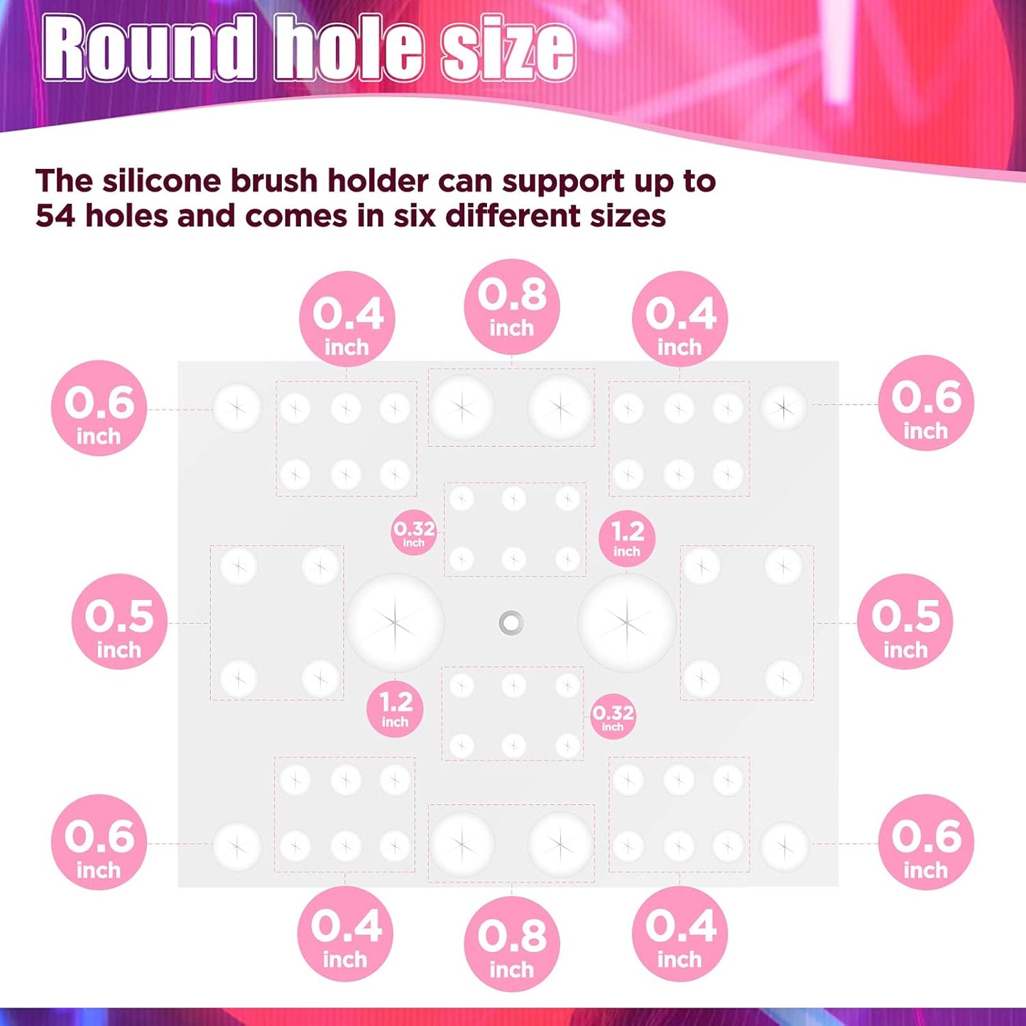 Jetec 54 Holes Acrylic Brush Holder Makeup Brush Drying Rack Collapsible Holder Stand for Acrylic Nail Lover(White)