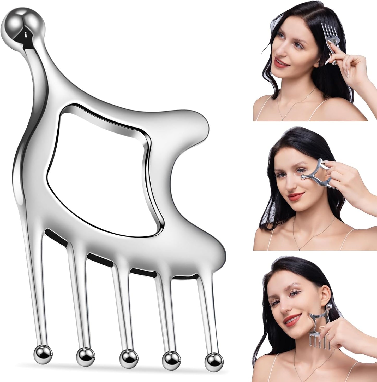 Gua Sha Tool with Handle,5in1 Scalp Massage Tool for Head&face&Body,Protable Scalp Massage Comb Guasha Tool for Deep Relaxation and Relieving Fatigue & Pain,Scalp Massager Gua Sha for Office Home SPA