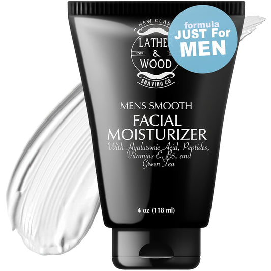 Face Moisturizer for Men - Lather & Wood's Luxurious Sophisticated Face Lotion for the Regular Guy. Fragrance-Free Facial Cream for Men. (Unscented, 4 ounce)