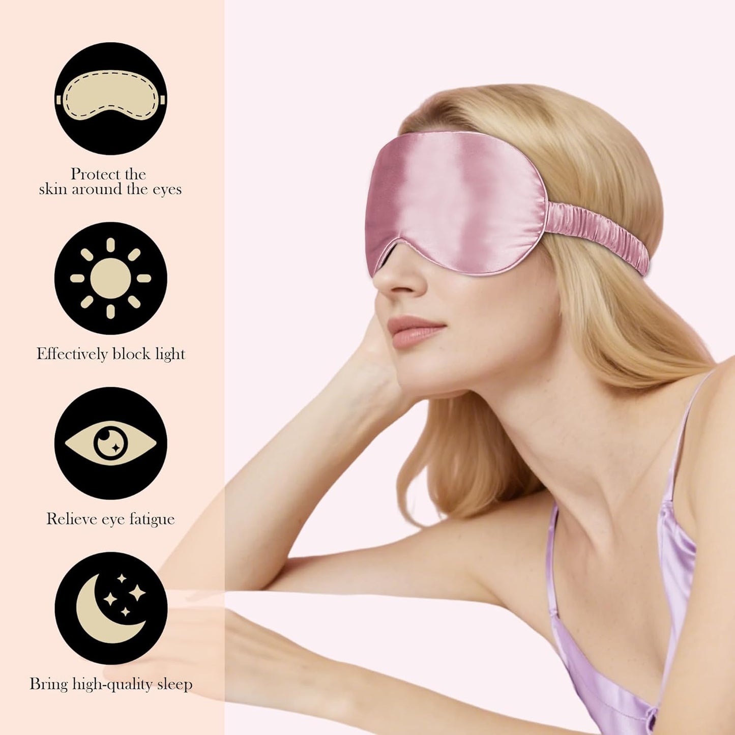SilkDream 100% Mulberry Silk Sleep Mask Eye Mask for Sleeping 22 Momme Nature 6A Real Silk Gifts for Women&Men Pink