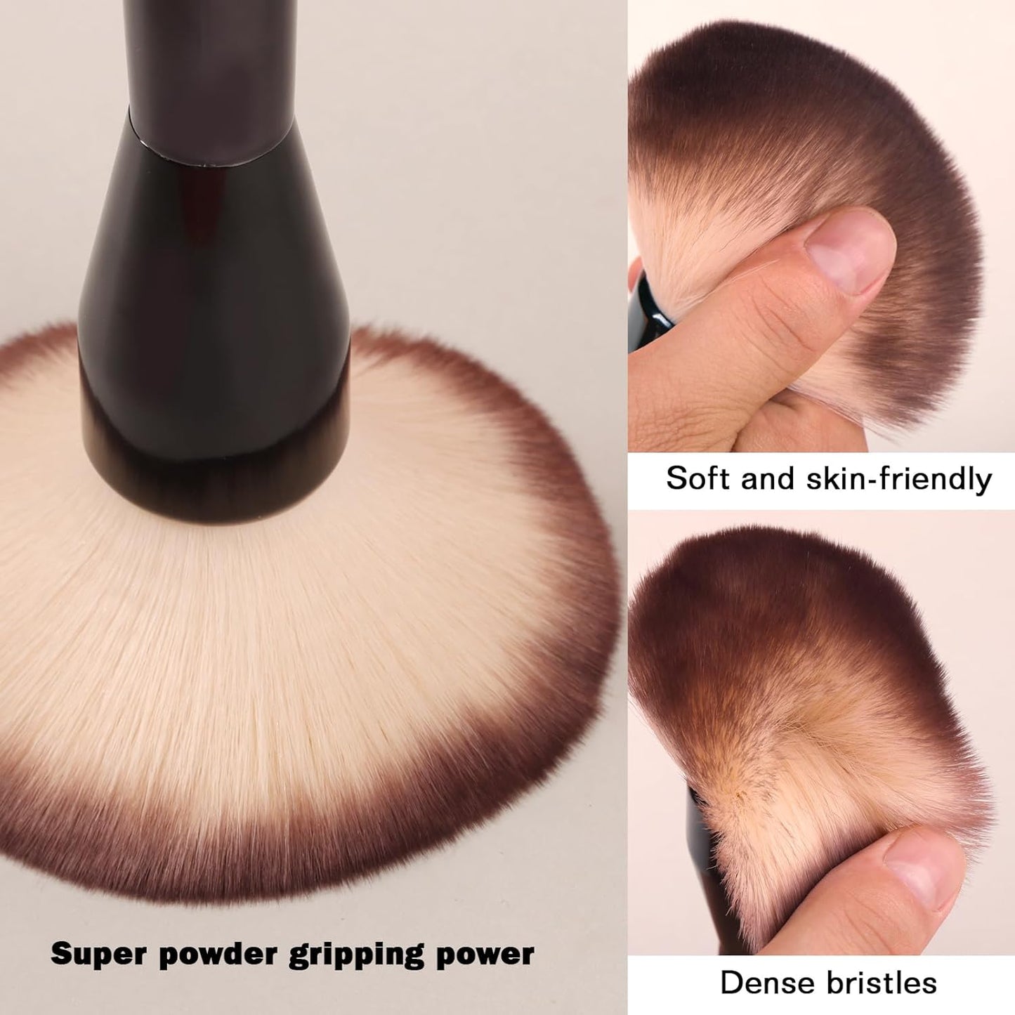 Large Makeup Foundation Brush Powder Brush Banidy Powder Foundation Brush Flawless Makeup Brushes Bronzer Blush Brush Perfect for Blending Buffing with Loose Powder Liquid Foundation(Black)