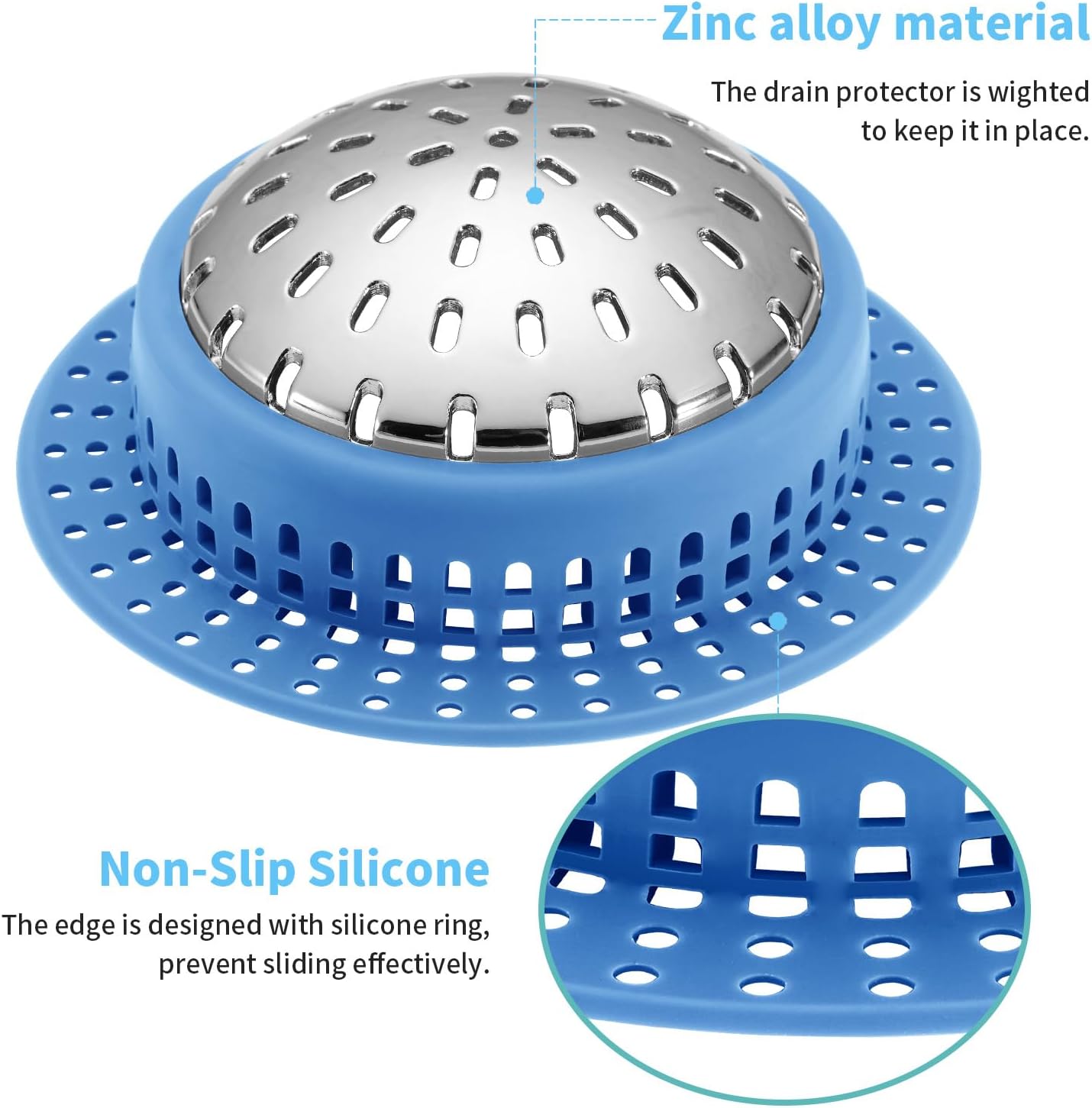 Shower Drain Hair Catcher, Shower Drain Cover, Bathtub Drain Hair Catcher for Pop-Up & Regular Drains