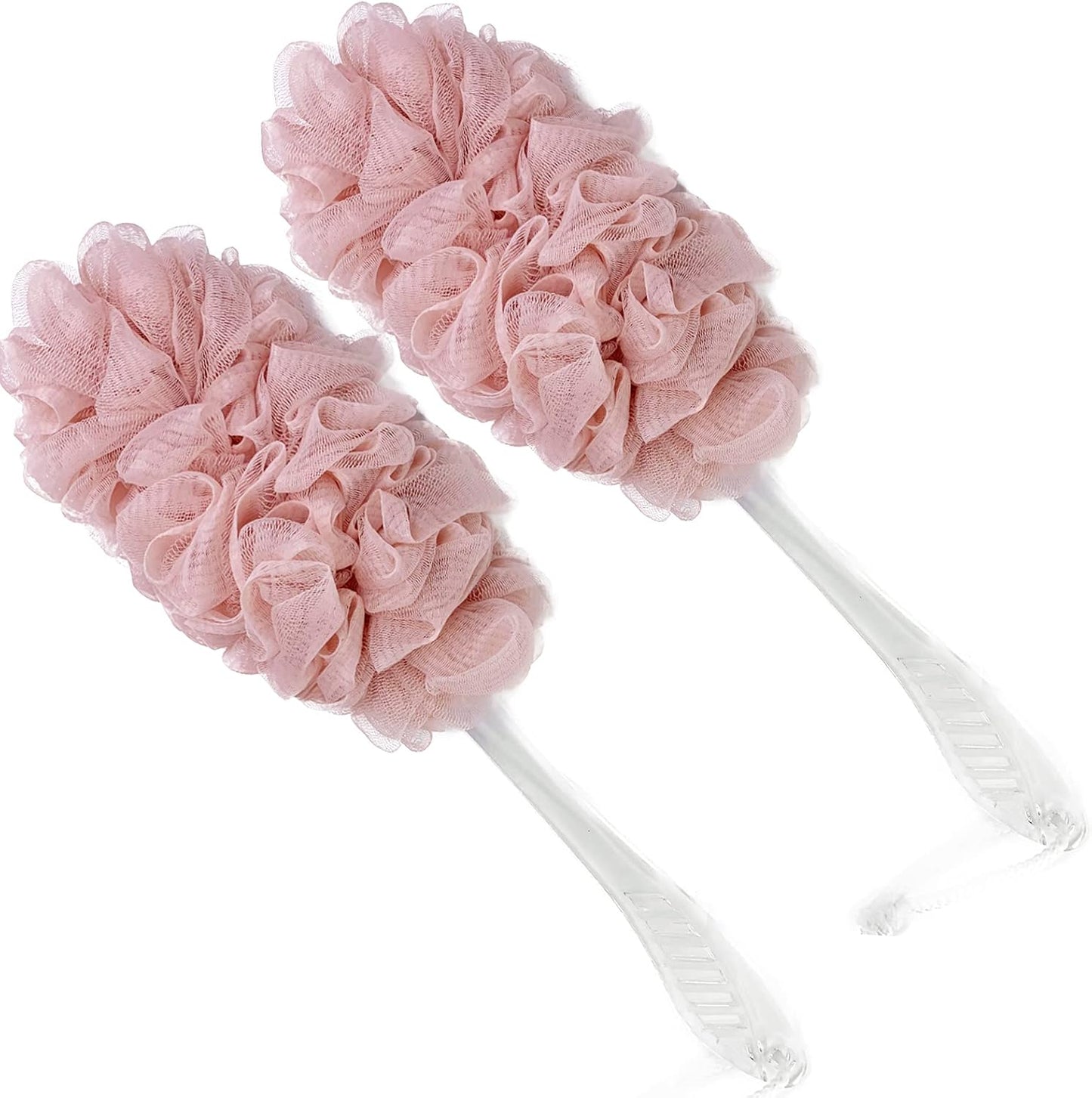 PPHAO - Back Loofah on a Stick for Men - Bath Brush Long Handle for Shower Elderly - Loofah Sponge for Women - Plastic Loofah - Bath Body Brush - Pink Loofah - 2Pack