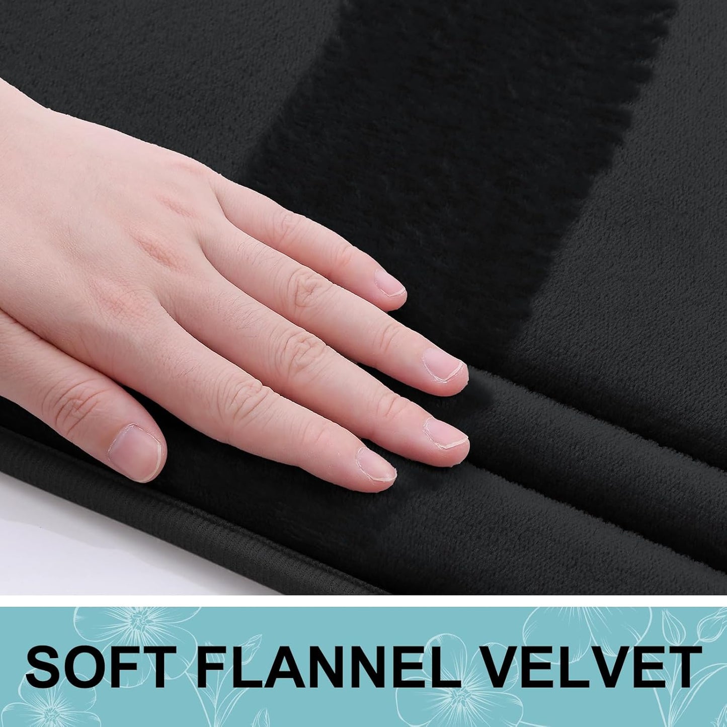 Grandaily Memory Foam Bath Mat Rug 59x34, Ultra Soft, Non-Slip and Absorbent Bathroom Rugs, Machine Wash Dry, Comfortable Bath Carpet for Bathroom Floor, Tub and Shower, Black