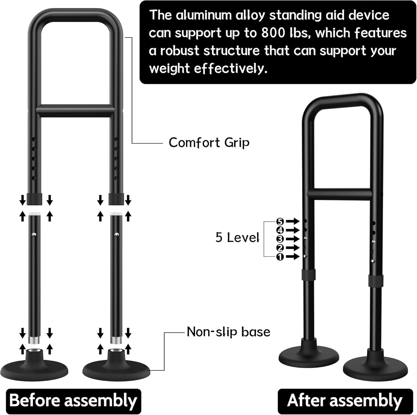 Standing Aid from Floor, Portable Standing Up Assistance for Seniors, Sturdy, Stable, Adjustable Tool - Help a Person Stand