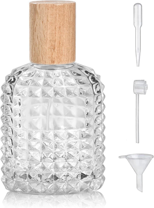 50ml/1.7 Oz Glass Spray Bottle Perfume Atomizer,Perfume Travel Refillable Spray Bottle Empty with 3 Kinds of Dispenser (A3)