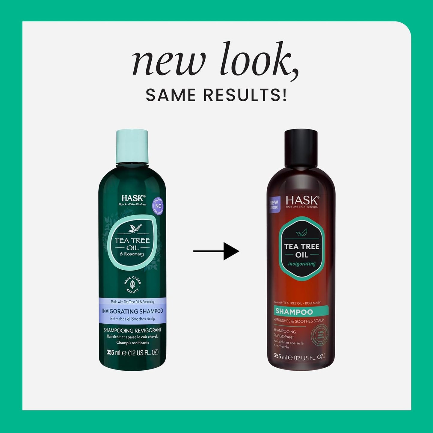 HASK Tea Tree Oil & Rosemary Invigorating Shampoo + Conditioner Set | Refreshes Scalp, Soothes, Sulfate-Free, Paraben-Free, Gluten-Free, Color Safe | 12oz each