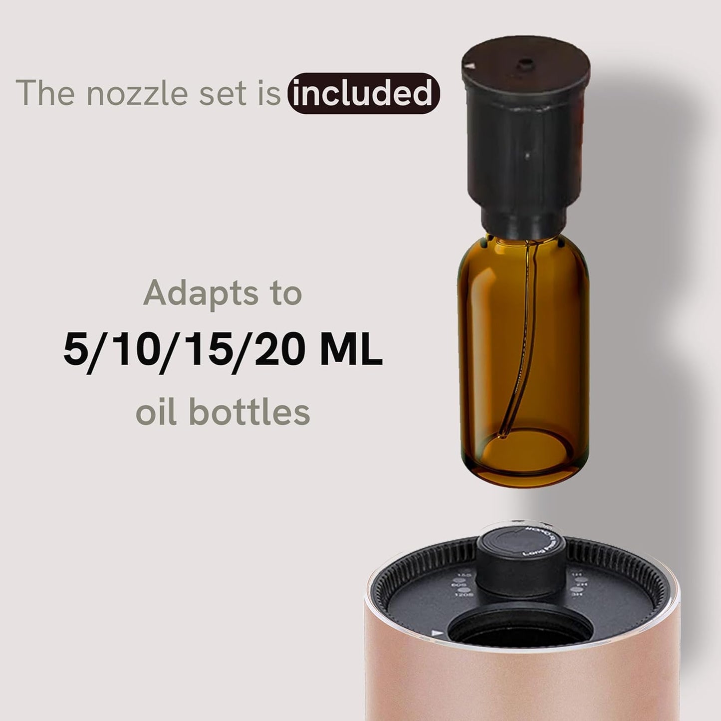 BlueHills Waterless Cordless Car Essential Oil Diffuser Aromatherapy Mini Compact Diffuser for Oils Large Room Portable USB Travel Battery Operated Rechargeable Hotel Home - J04 Rose Gold