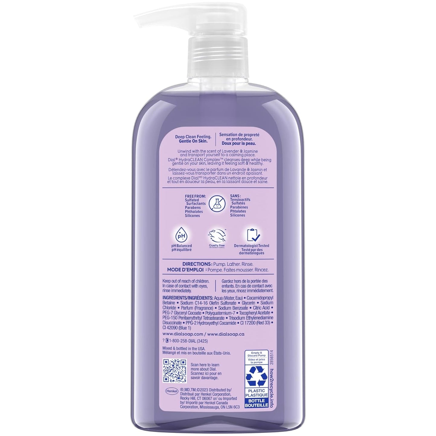Dial Body Wash, Calm & Soothe Lavender & Jasmine Scent, 23 fl oz, Pack of 3