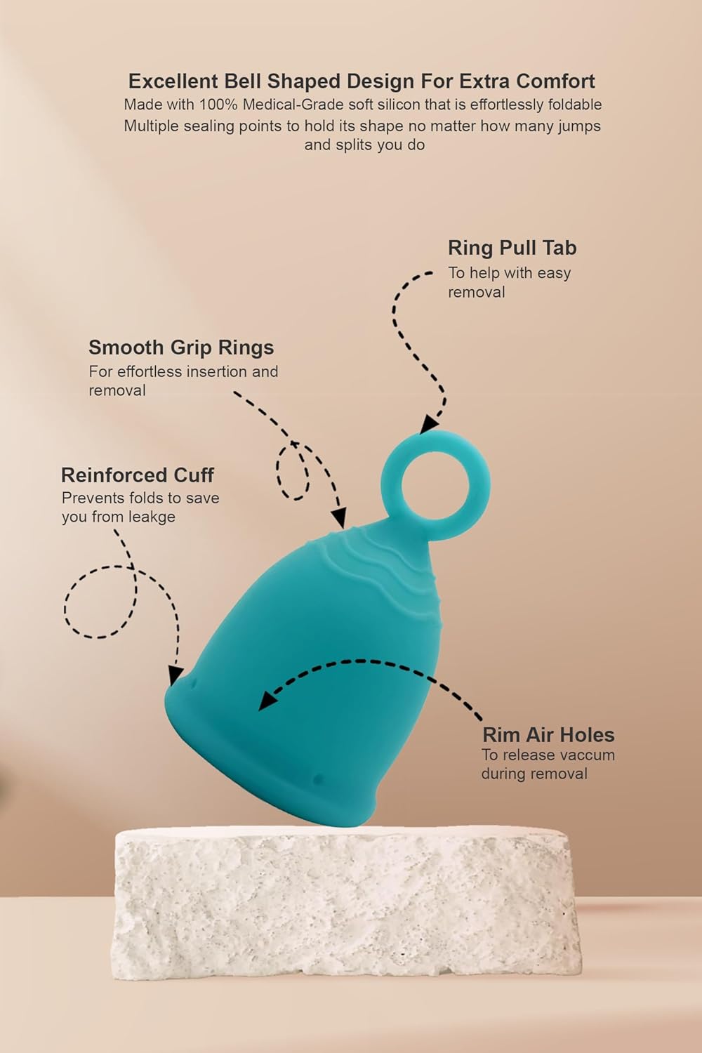 Menstrual Cup - Reusable, Soft & Safe Medical Grade Silicone Period Cup - 12 Hours Comfort - Eco Friendly Tampon & Pad Alternative for Active Lifestyle & Heavy Flow (Pink & Blue)