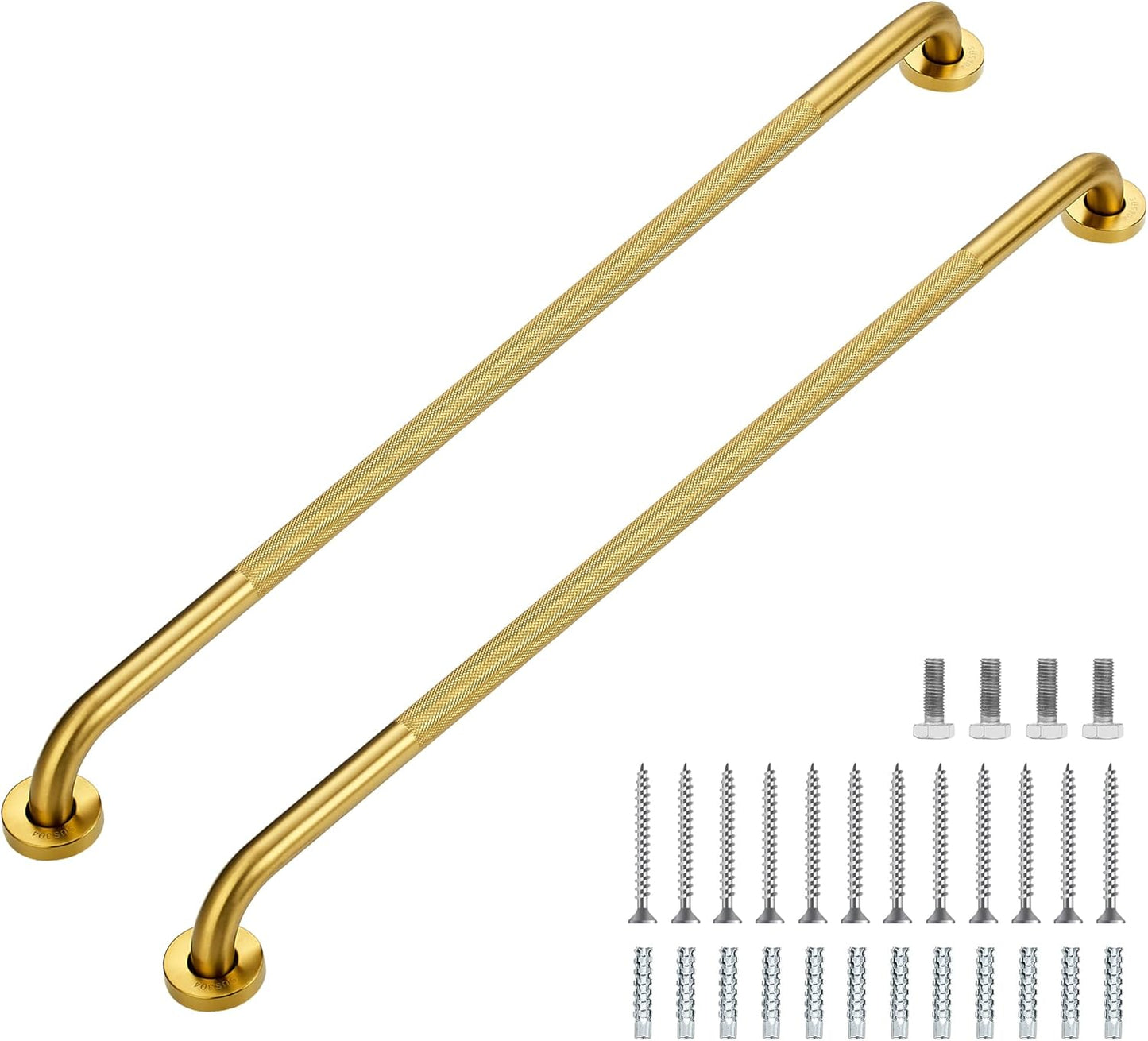 Grab Bars for Shower, 2 Pack 36-Inch Anti Slip Shower Handles for Elderly, Safety Shower Grab Bar, Stainless Steel Handicap Grab Bars for Bathroom,Toilet (Gold, 1" Diameter)