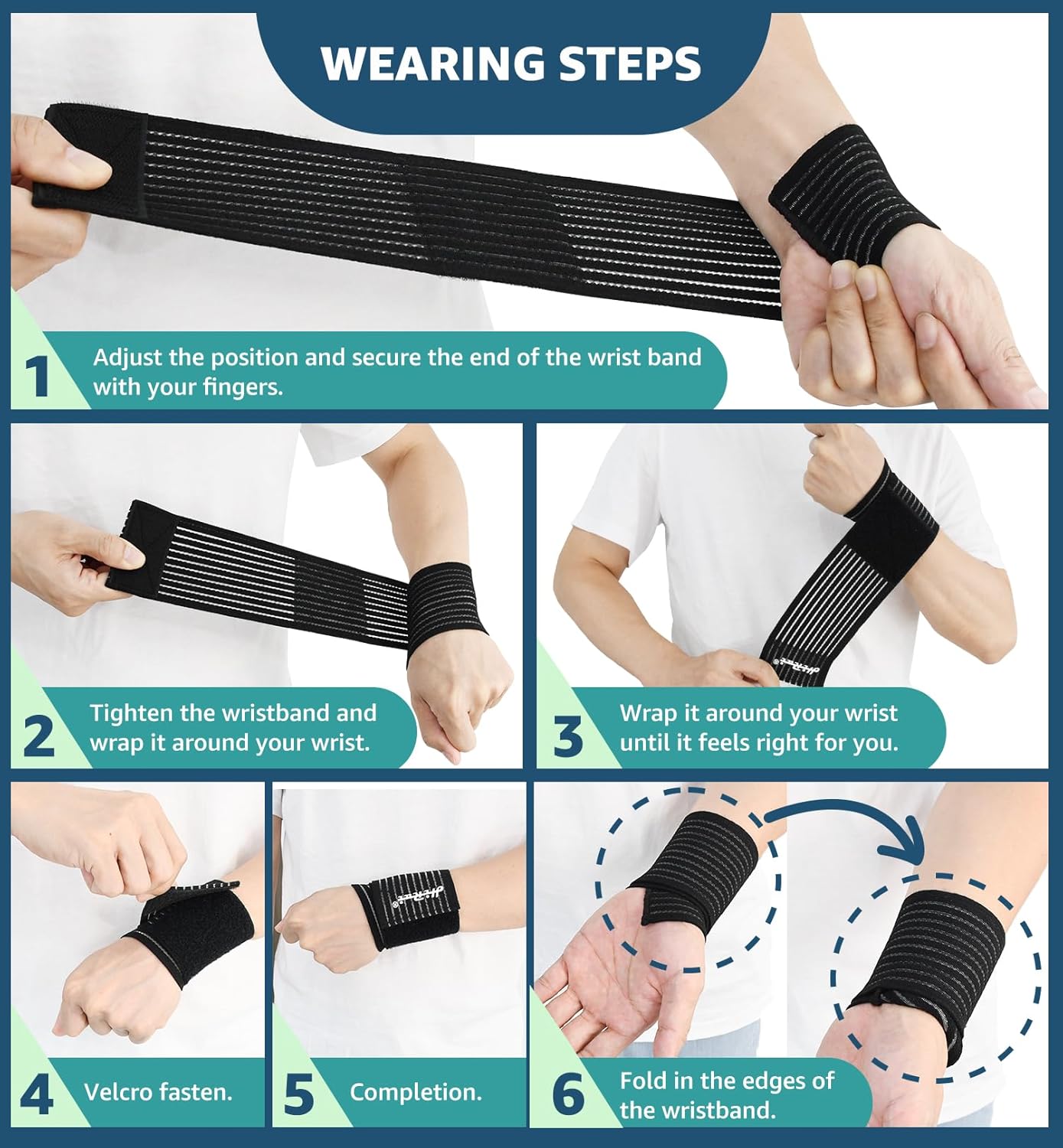 HiRui 2-Pack High-Elastic Wrist Support Straps Wrist Compression Bandage - Wrist Wraps Wristbands for Carpal Tunnel Arthritis Tendonitis Weightlifting Tennis Basketball - Breathable Soft (Black)