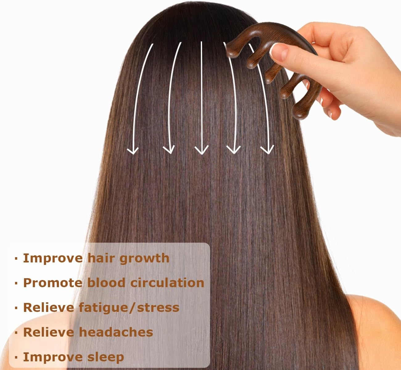 Wooden Scalp Massager Hair Growth - 100% Sandalwood Handmade Wide Tooth comb Comb, Head Massager Scalp and Acupoint Massage, Promote Blood Circulation