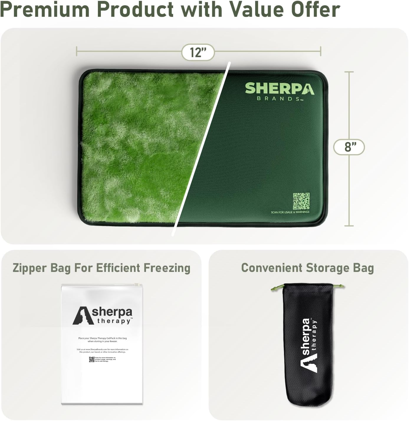 Medium Flexible Gel Ice Packs for Injuries Reusable - Soft Hot and Cold Packs for Injuries for Ankle, Arm, Foot, Leg, Back Pain Relief - 8" x 12" - Green